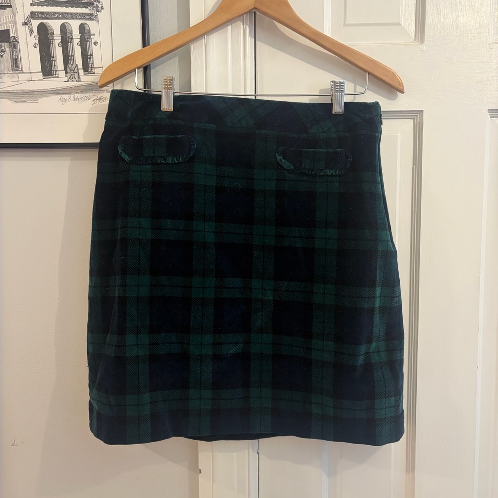Talbots Green and Black Plaid Mini Skirt
